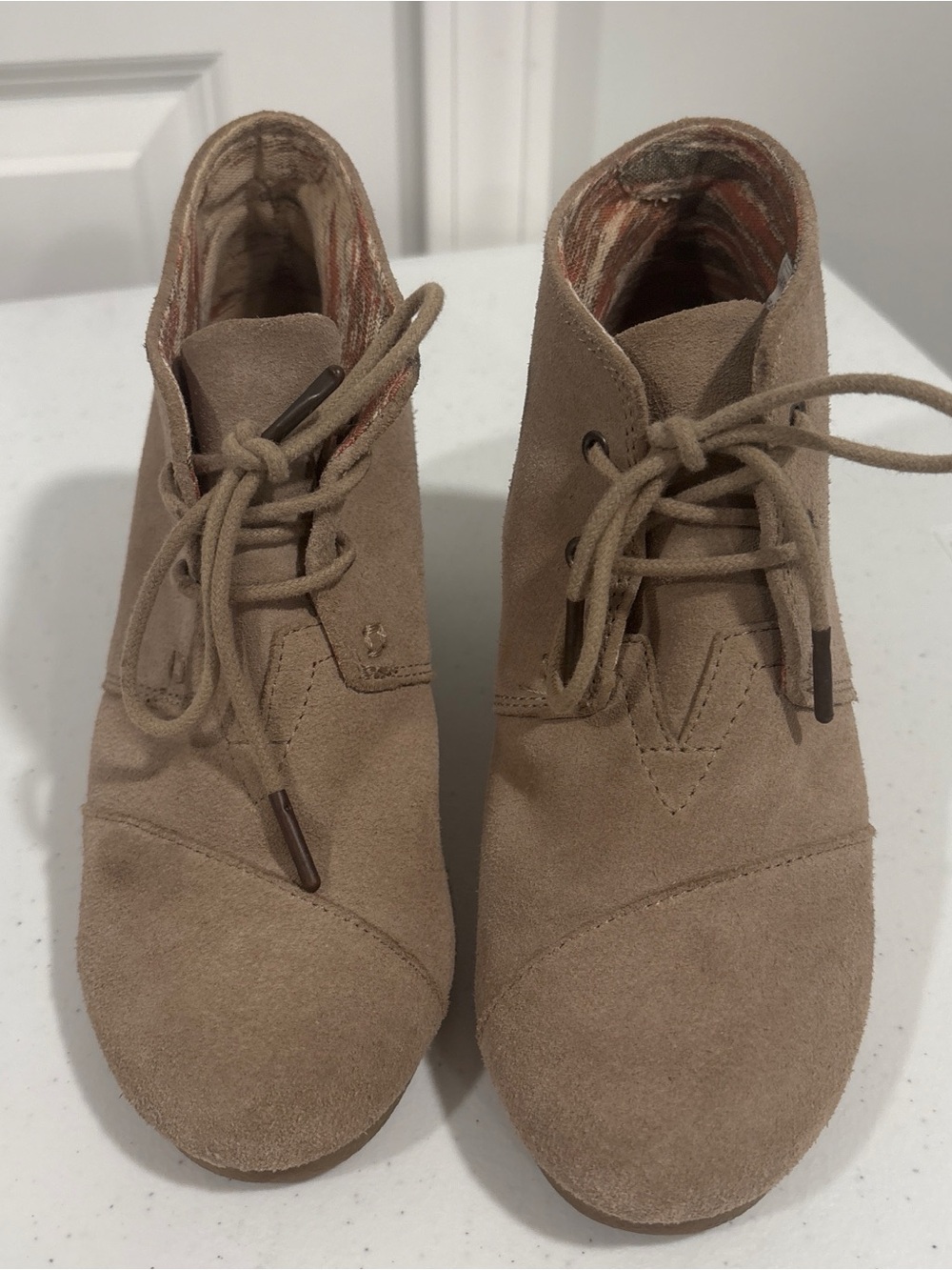 Toms Taupe Suede Lace-Up Ankle Shoes